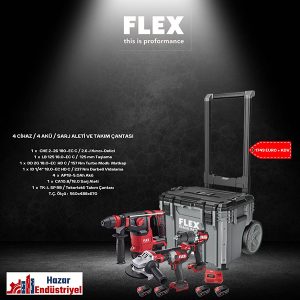 .FLEX 4'LÜ MONTAJ SETİ (4 AD MAKİNE + 4 AD PİL VE ŞARJ CİHAZI (ÇANTA HEDİYELİ)