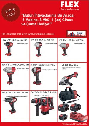 FLEX 3'LÜ SET (Dilediğiniz 3 Makine + 3 Pil ve Şarj Cihazı )Çanta Hediyeli